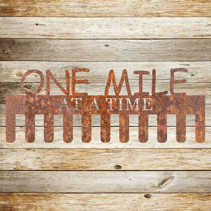 One mile at a time medal display